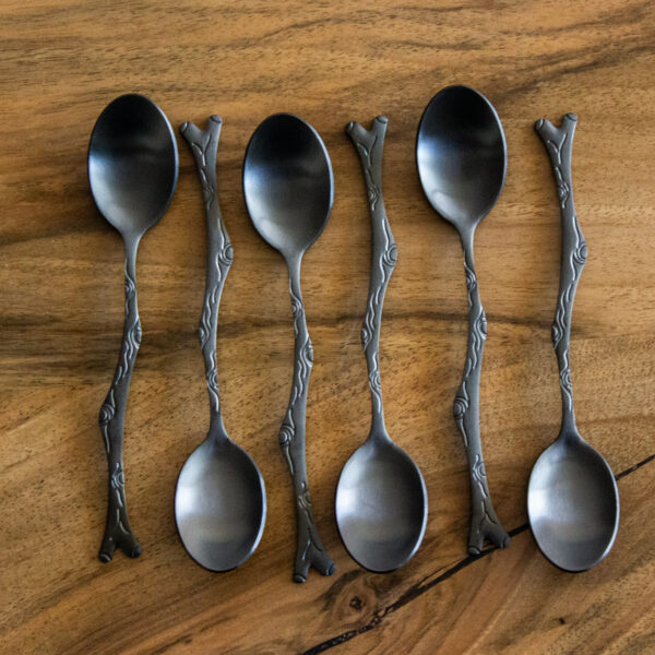 SET X 6 CUCHARITAS PINCER NEGRO MATE 12,5 CM