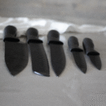 SET X 5 CUCHILLOS ACANALADOS HOJA Y MANGO NEGRO + PELA PAPAS - Image 2