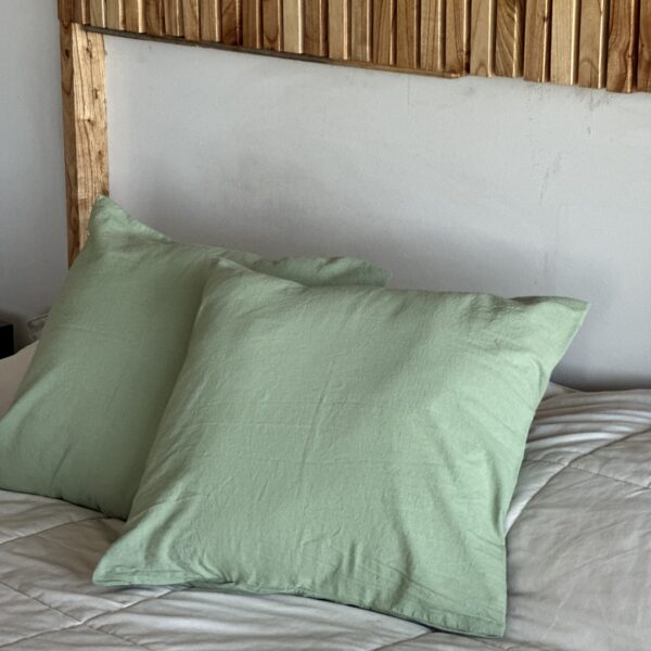 Funda de Almohadón Lino Lavado | Tono Verde Seco 50x50cm