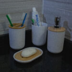 Set de Baño 4 Piezas PVC Bambú Redondo