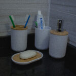 Set de Baño 4 Piezas PVC Bambú Redondo - Image 3