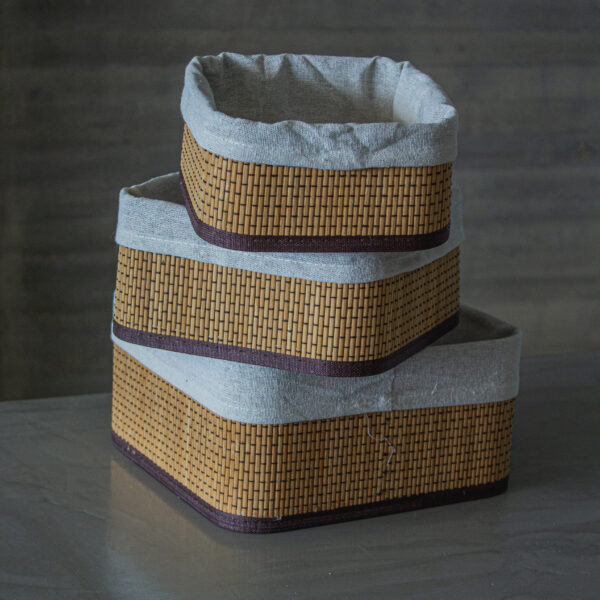 Set x3 Canasto Cuadrado Bambú