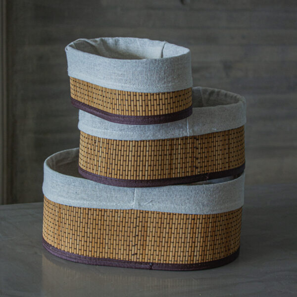 Set x3 Canasto Oval Bambú